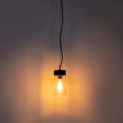 Moderne Hängelampe Schwarz mit Glas IP44 - Jarra