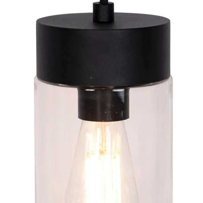 Moderne Hängelampe Schwarz mit Glas IP44 - Jarra