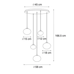 Moderne Hängelampe schwarz mit Rauchglas - Jia