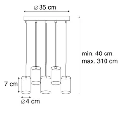 Moderne Hängelampe schwarz 35 cm 5-Licht - Facil