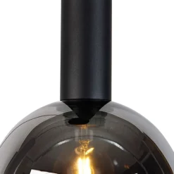 Moderne Hängelampe schwarz mit Rauchglas 3-flammig - Clayton