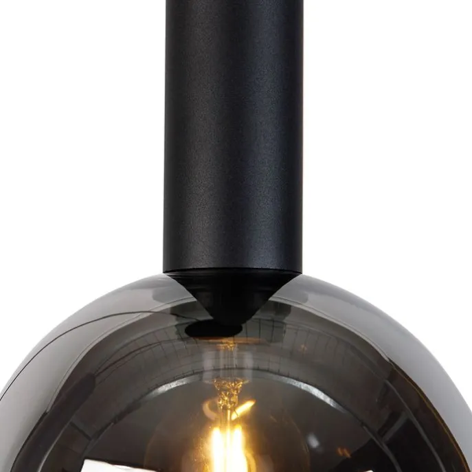 Moderne Hängelampe schwarz mit Rauchglas 3-flammig - Clayton