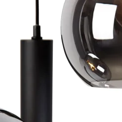 Moderne Hängelampe schwarz mit Rauchglas 3-flammig - Clayton