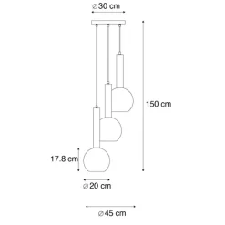 Moderne Hängelampe schwarz mit Rauchglas 3-flammig - Clayton