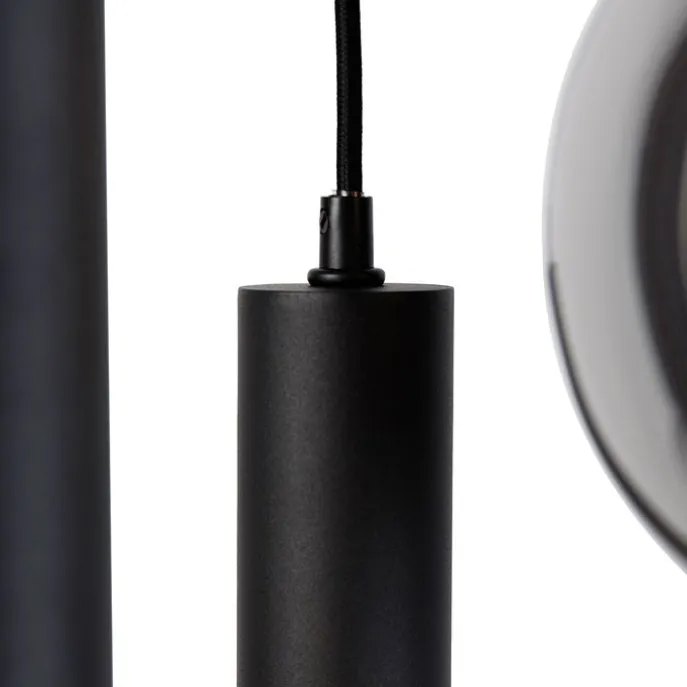 Moderne Hängelampe schwarz mit Rauchglas 3-flammig - Clayton