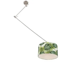 Moderne Hängelampe Stahl mit Blattschirm 35 cm - Blitz 1