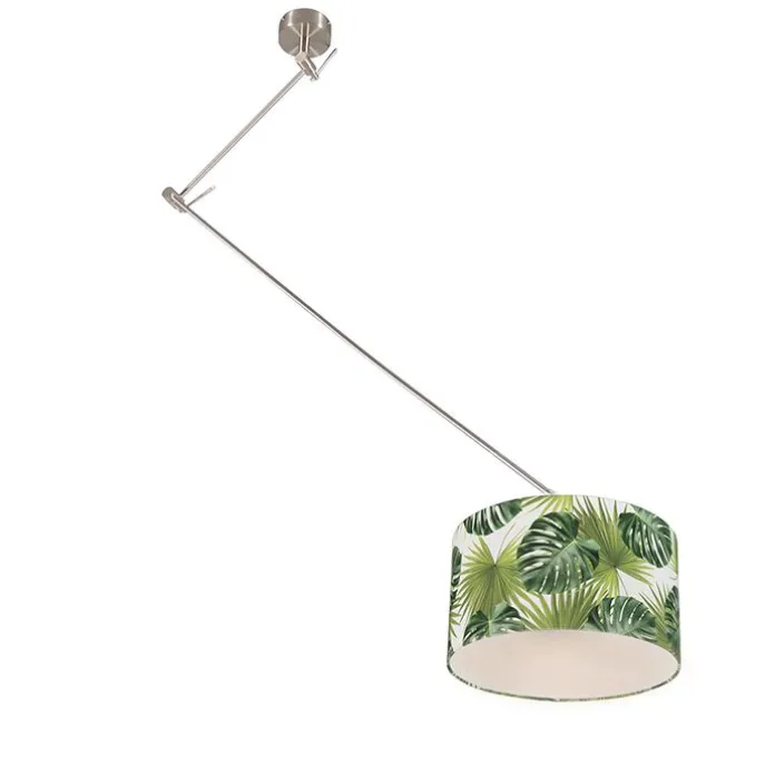 Moderne Hängelampe Stahl mit Blattschirm 35 cm - Blitz 1