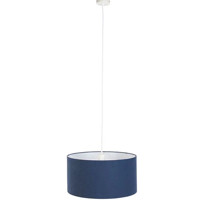 Moderne Hängelampe weiß mit antikblauem Schirm 50 cm - Combi 1