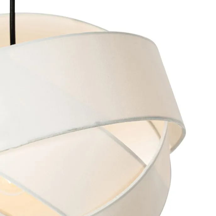 Moderne Hängelampe Weiß mit Schwarz - Cloth