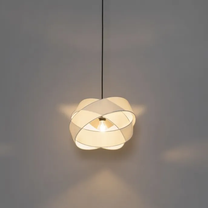 Moderne Hängelampe Weiß mit Schwarz - Cloth