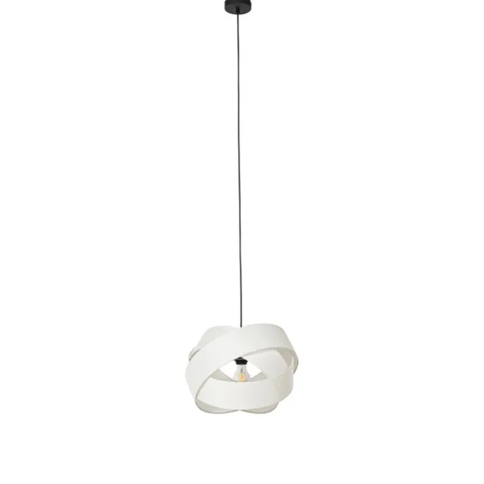 Moderne Hängelampe Weiß mit Schwarz - Cloth
