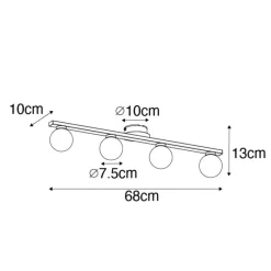 Moderne Messing-Deckenleuchte IP44 4-flammig - Cederic