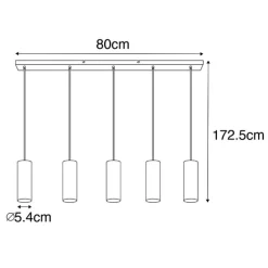 Moderne Messing-Hängelampe 5-flammig - Jeana