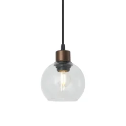 Moderne Pendelleuchte Bronze mit Klarglas für 1-Phasen-Schienensystem - Iconic Lava