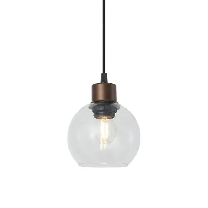 Moderne Pendelleuchte Bronze mit Klarglas für 1-Phasen-Schienensystem - Iconic Lava