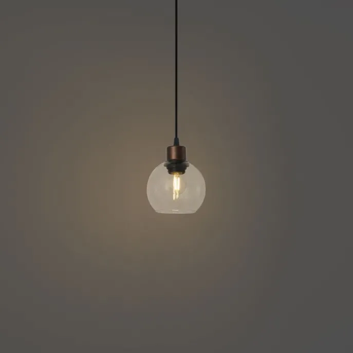Moderne Pendelleuchte Bronze mit Klarglas für 1-Phasen-Schienensystem - Iconic Lava