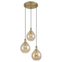 Moderne Pendelleuchte Gold mit bernsteinfarbenem Glas 3-flammig - Traditional