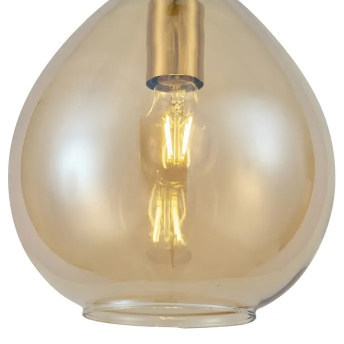 Moderne Pendelleuchte Gold mit bernsteinfarbenem Glas 3-flammig - Traditional