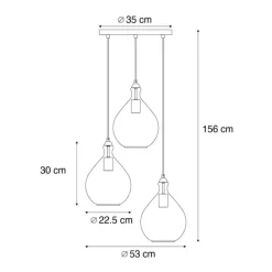 Moderne Pendelleuchte Gold mit bernsteinfarbenem Glas 3-flammig - Traditional