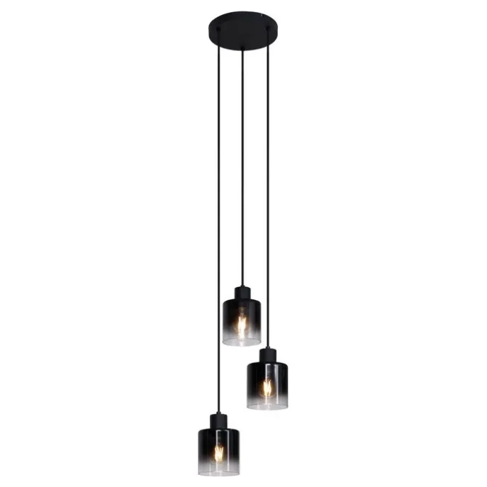 Moderne Pendelleuchte Schwarz mit Rauchglas 3-flammig - Dame