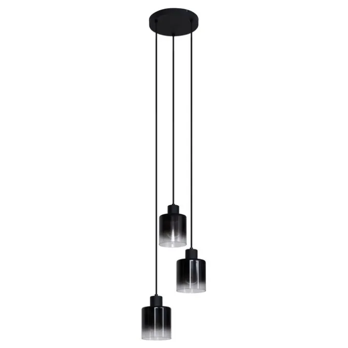 Moderne Pendelleuchte Schwarz mit Rauchglas 3-flammig - Dame