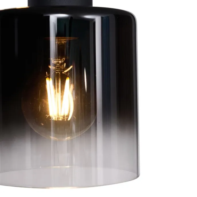 Moderne Pendelleuchte Schwarz mit Rauchglas 3-flammig - Dame