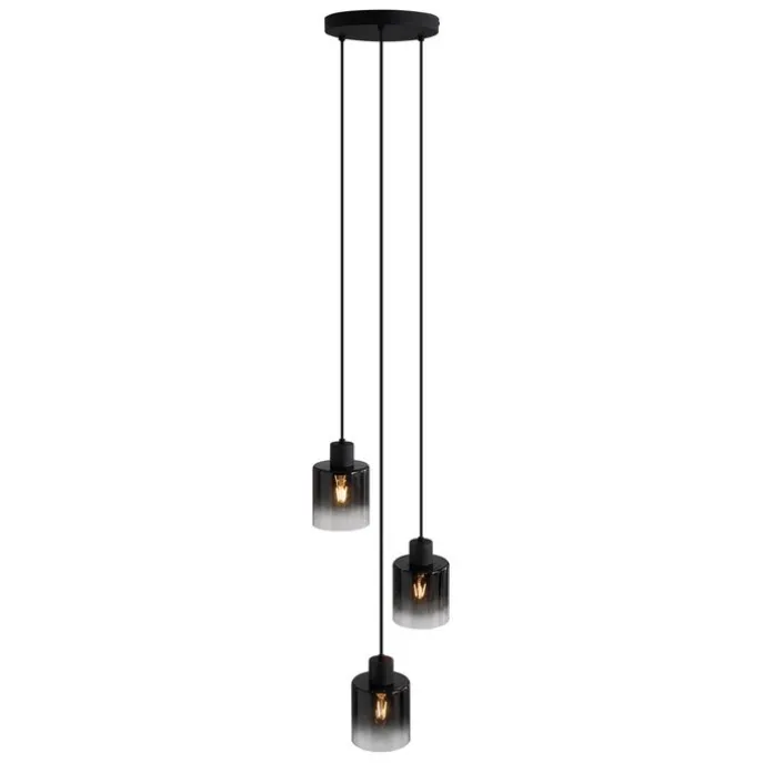 Moderne Pendelleuchte Schwarz mit Rauchglas 3-flammig - Dame