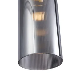 Moderne Pendelleuchte Schwarz mit Rauchglas 6-flammig - Duplantis