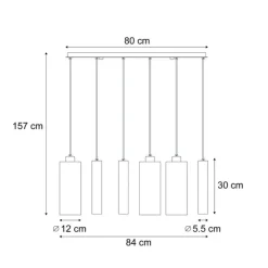 Moderne Pendelleuchte Schwarz mit Rauchglas 6-flammig - Duplantis