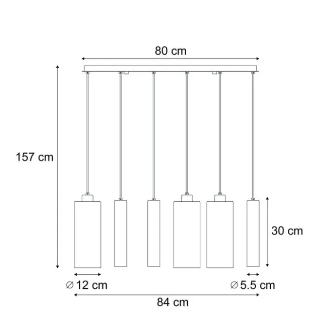 Moderne Pendelleuchte Schwarz mit Rauchglas 6-flammig - Duplantis