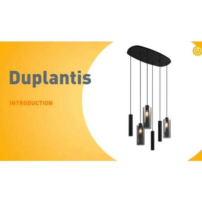 Moderne Pendelleuchte Schwarz mit Rauchglas 6-flammig - Duplantis