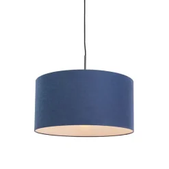 Moderne Pendelleuchte schwarz mit antikblauem Lampenschirm 50 cm - Combi 1