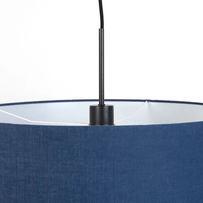 Moderne Pendelleuchte schwarz mit antikblauem Lampenschirm 50 cm - Combi 1