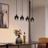 Moderne Pendelleuchte Schwarz mit Rauchglas 4-flammig - Dame
