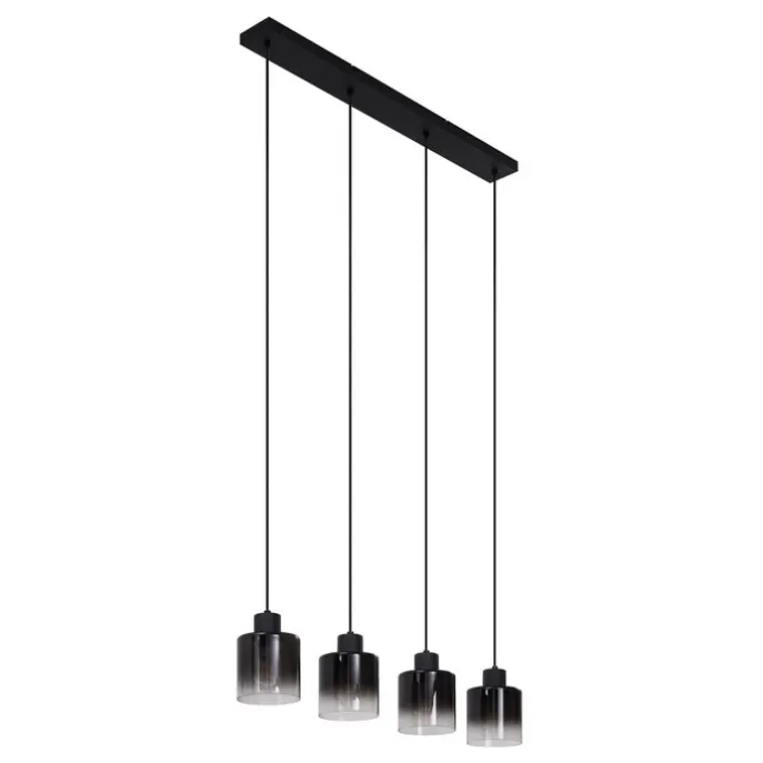 Moderne Pendelleuchte Schwarz mit Rauchglas 4-flammig - Dame
