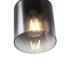 Moderne Pendelleuchte Schwarz mit Rauchglas 4-flammig - Dame