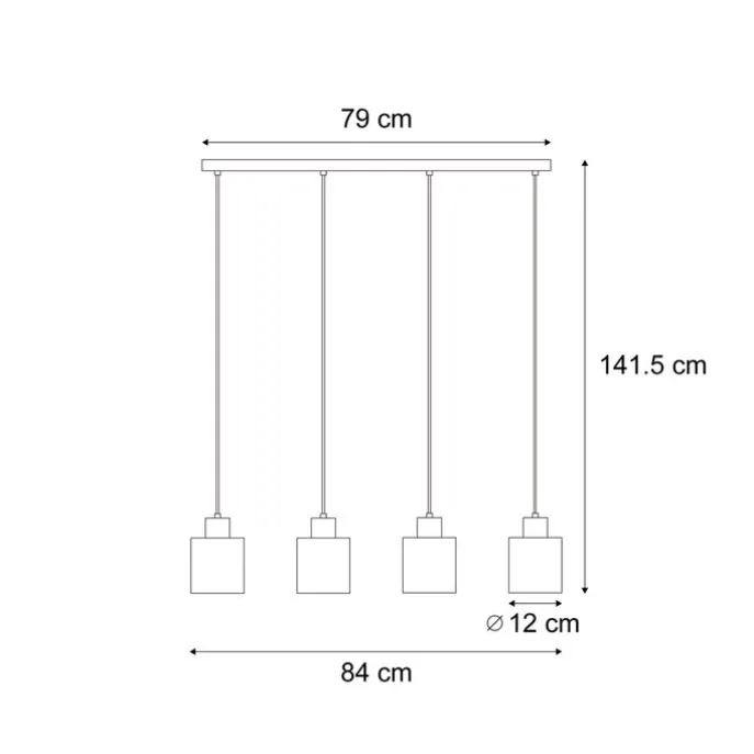 Moderne Pendelleuchte Schwarz mit Rauchglas 4-flammig - Dame