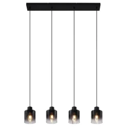 Moderne Pendelleuchte Schwarz mit Rauchglas 4-flammig - Dame