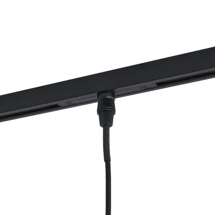 Moderne Pendelleuchte schwarz mit weißem Glas für Schienensystem 1-phasig - Slimline Eira