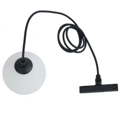 Moderne Pendelleuchte schwarz mit weißem Glas für Schienensystem 1-phasig - Slimline Eira