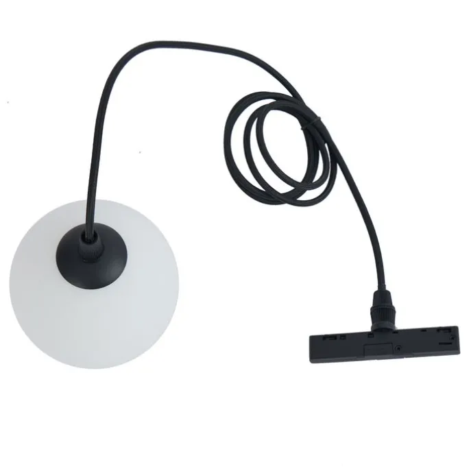Moderne Pendelleuchte schwarz mit weißem Glas für Schienensystem 1-phasig - Slimline Eira