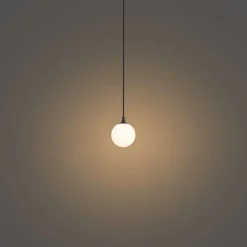 Moderne Pendelleuchte schwarz mit weißem Glas für Schienensystem 1-phasig - Slimline Eira