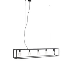 Moderne rechteckige Hängelampe schwarz 5-Licht - Cage