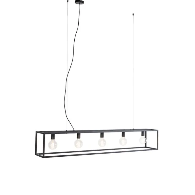 Moderne rechteckige Hängelampe schwarz 5-Licht - Cage