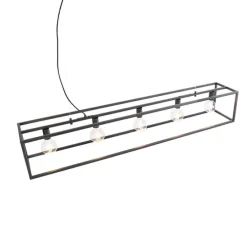 Moderne rechteckige Hängelampe schwarz 5-Licht - Cage