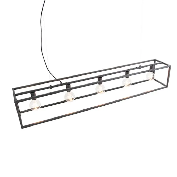 Moderne rechteckige Hängelampe schwarz 5-Licht - Cage