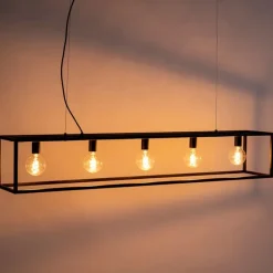 Moderne rechteckige Hängelampe schwarz 5-Licht - Cage