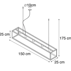 Moderne rechteckige Hängelampe schwarz 5-Licht - Cage