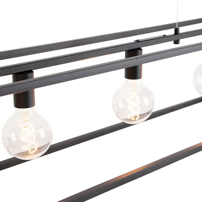 Moderne rechteckige Hängelampe schwarz 5-Licht - Cage