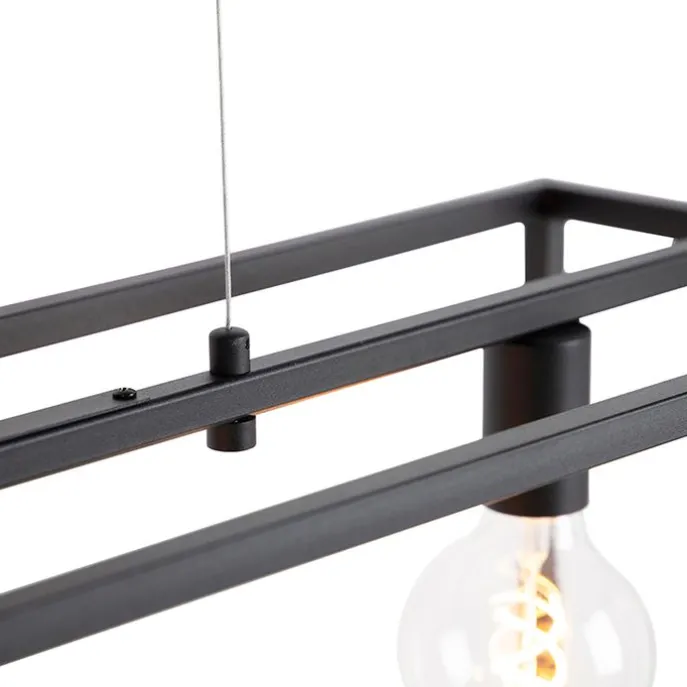 Moderne rechteckige Hängelampe schwarz 5-Licht - Cage